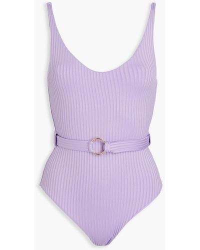 Melissa Odabash St. Tropez Belted Ribbed Swimsuit - Purple