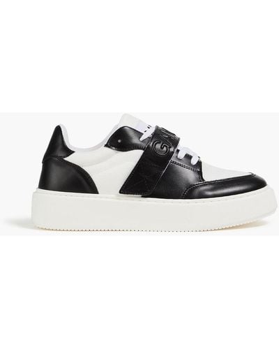 Ganni Two-tone Canvas And Faux Leather Trainers - Black