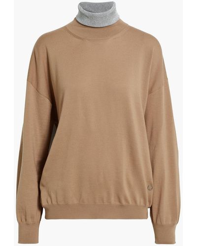 Rabanne crystal-embellished wool jumper - Brown