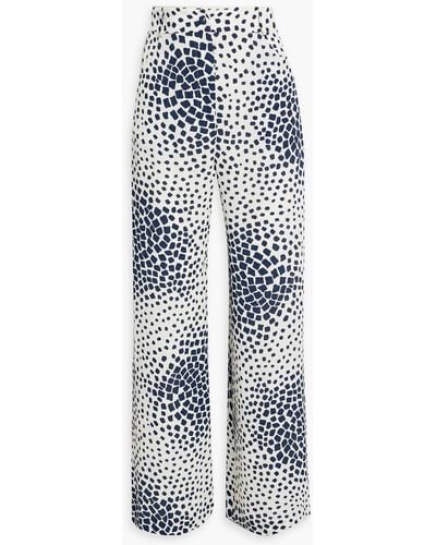Diane von Furstenberg Adelaide Printed Crepe Wide-leg Pants - Blue