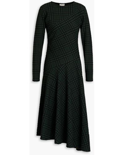 By Malene Birger Isabelle Ruched Checked Jersey Midi Dress - Green