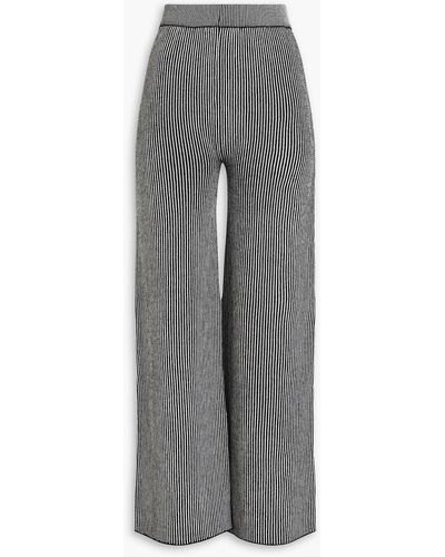 JOSEPH Striped Merino Wool-blend Wide-leg Pants - Grey