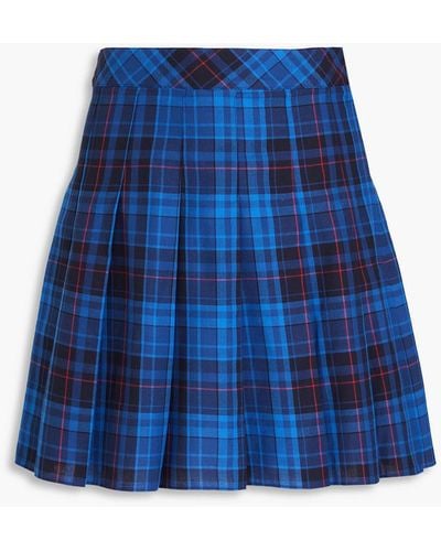 The Vampire's Wife Mini Munchkin Pleated Checked Cotton-twill Mini Skirt - Blue
