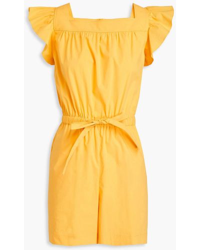 Boutique Moschino Gathered Stretch-cotton Poplin Playsuit - Yellow