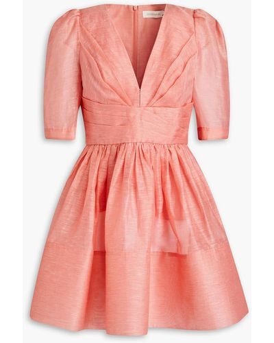 Zimmermann Linen And Silk-blend Mini Dress - Pink