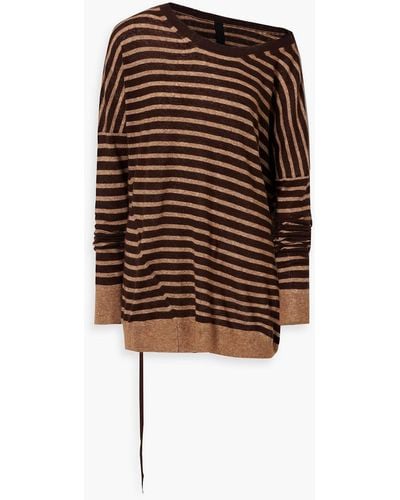 Petar Petrov Edda One-shoulder Striped Wool And Silk-blend Sweater - Brown