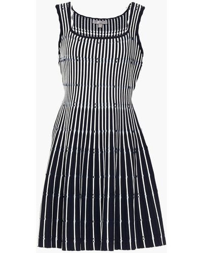 Lela Rose Striped Jacquard-knit Mini Dress - Blue
