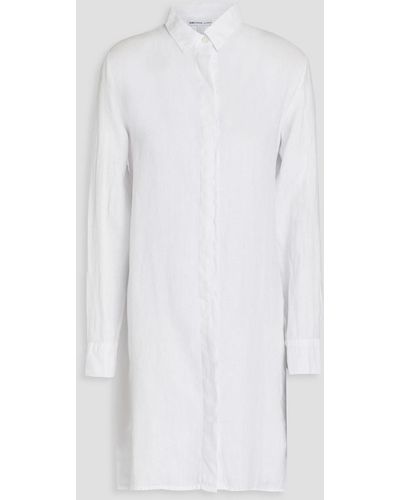 James Perse Linen Mini Shirt Dress - White