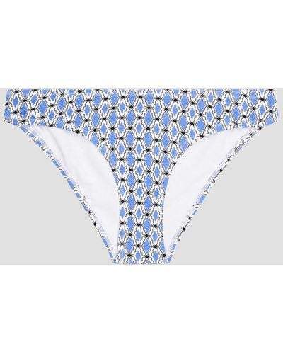 Heidi Klein Printed Stretch-piqué Mid-rise Bikini Briefs - Blue