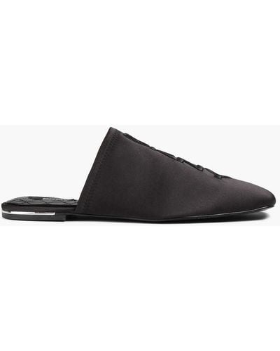 DKNY Filli Embroidered Satin Slippers - Black