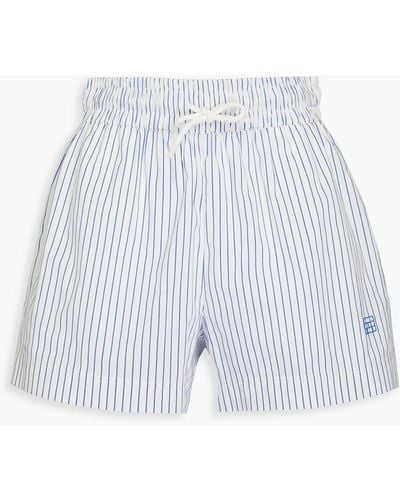 FRAME Striped Cotton-blend Poplin Shorts - White