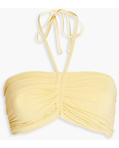Bondi Born Rainey Ruched Bandeau Bikini Top - Yellow