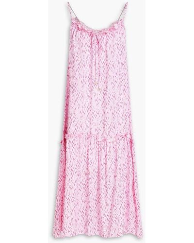 Heidi Klein Ruffle-trimmed Printed Woven Midi Dress - Pink