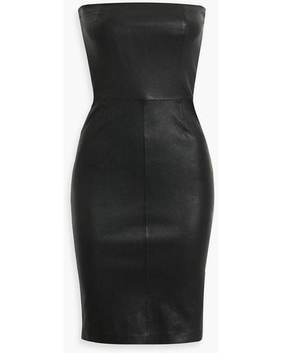 Walter Baker Alexis Strapless Leather Mini Dress - Black
