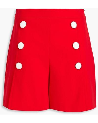 Boutique Moschino Embellished Pleated Crepe Shorts - Red