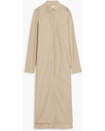 Dries Van Noten Striped Cotton-poplin Maxi Shirt Dress - Natural