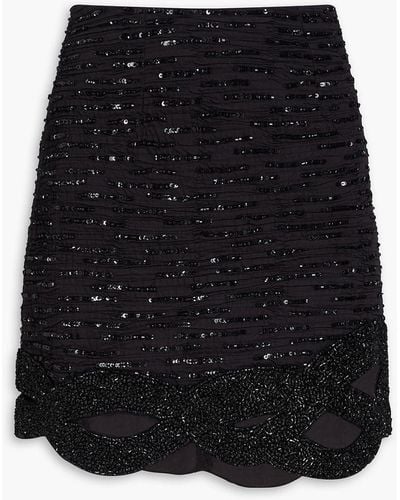 Aje. New Catara Pleated Sequined Cotton Mini Skirt - Black