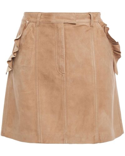 7 For All Mankind 7 For All Kind Ruffle-trimmed Suede Mini Skirt Größe 29 - Natural