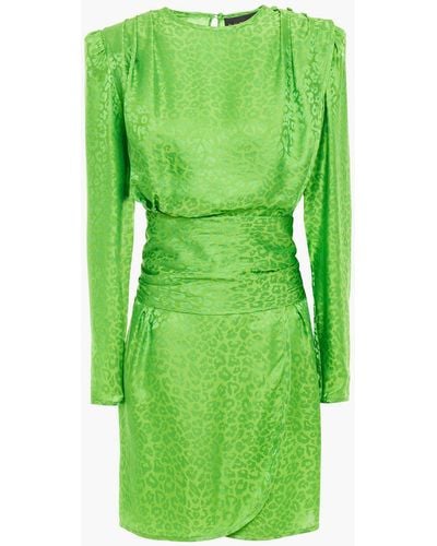 Dundas Draped Satin-jacquard Mini Dress - Green