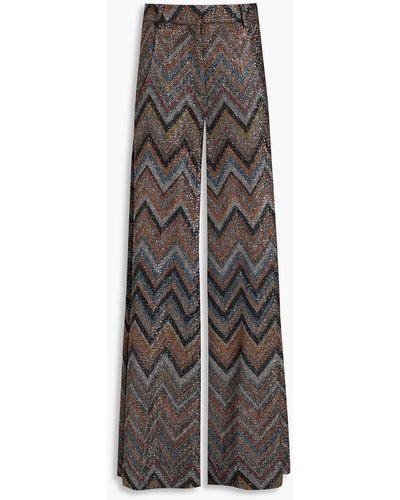 Missoni Sequin-embellished Jacquard Wide-leg Trousers - Brown