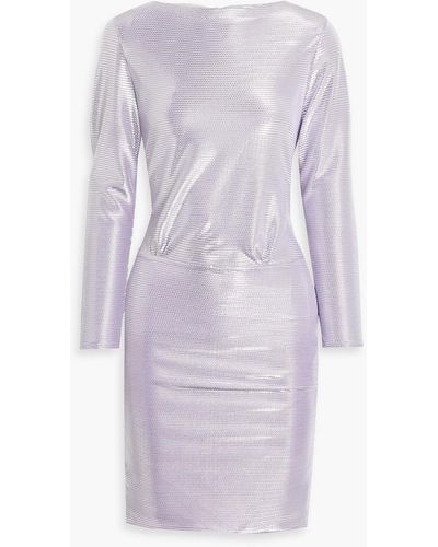 Maje Metallic Printed Ribbed Jersey Mini Dress - Purple