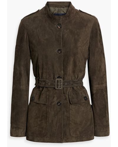 Max Mara Belted Suede Jacket - Green