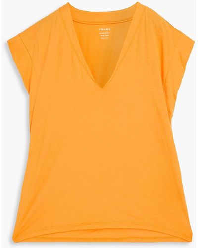 FRAME Le Mid Rise V Pima Cotton-jersey T-shirt - Orange