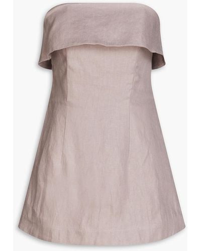Bondi Born Elba Strapless Linen-twill Mini Dress - Pink