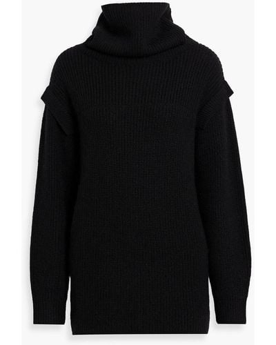Luisa Cerano Ribbed Wool-blend Turtleneck Sweater - Black