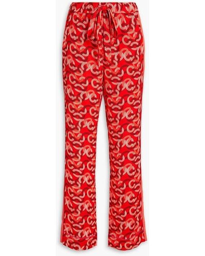 Diane von Furstenberg Cinzia Printed Crepe Straight-leg Trousers - Red