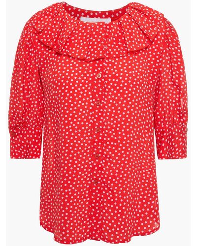 See By Chloé Ruffled Polka-dot Crepe De Chine Blouse - Red