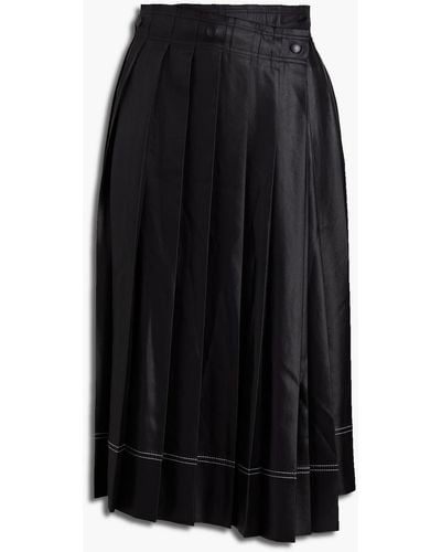 Acne Studios Pleated Satin Midi Wrap Skirt - Black