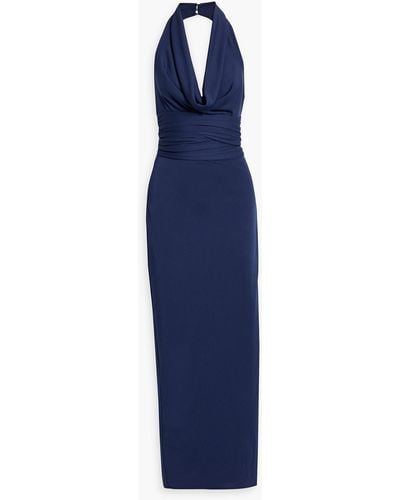 Nicholas Autumn Draped Jersey Halterneck Gown - Blue