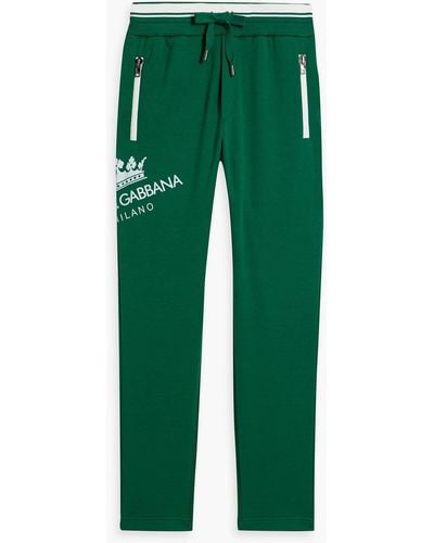 Dolce & Gabbana Printed French Cotton-blend Terry Sweatpants - Green