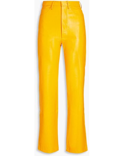 ROTATE BIRGER CHRISTENSEN Faux Textured-leather Straight-leg Trousers - Yellow