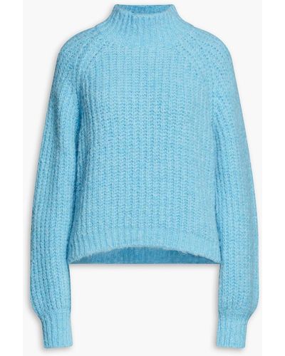 Maje Ribbed-knit Turtleneck Sweater - Blue