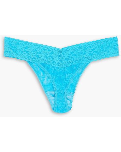 Hanky Panky Signature halbhoher string aus elastischer spitze - Blau