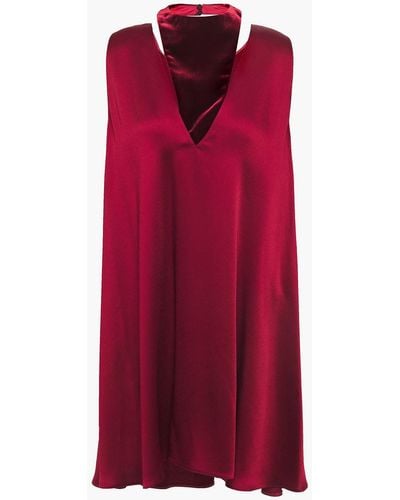 Valentino Garavani Cutout Velvet-paneled Satin Mini Dress - Red