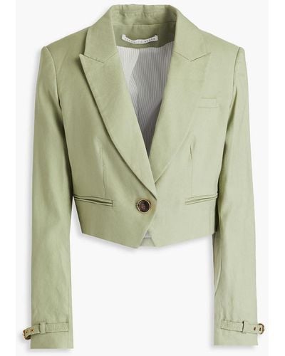 Veronica Beard Girard Cropped Linen-blend Blazer - Green