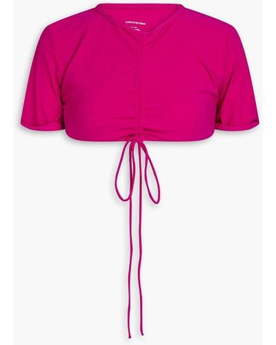 Christopher Esber Tie-detailed Ruched Bikini Top - Pink