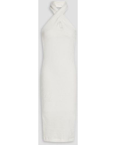 Enza Costa Cutout Ribbed Cotton-blend Jersey Halterneck Midi Dress - White
