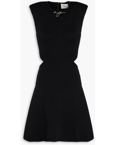 Aje. Lena Embellished Cutout Knitted Mini Dress - Black