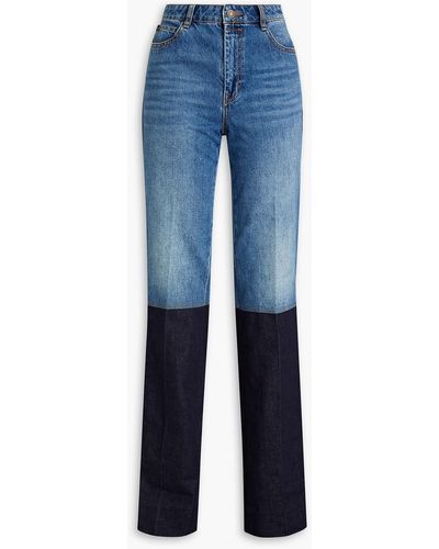 Zimmermann Two-tone High-rise Straight-leg Jeans - Blue