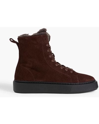 Iris & Ink Fallon Shearling-lined Suede High-top Trainers - Brown