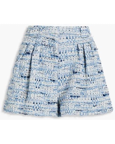 IRO Claris Pleated Cotton-blend Tweed Shorts - Blue