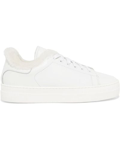 Maje Faux Fur-lined Leather Trainers - White