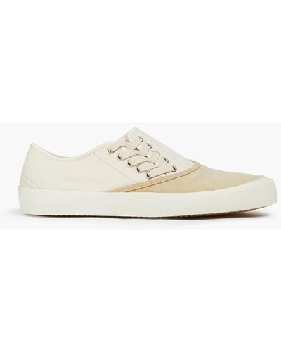 Maison Margiela Two-tone Suede And Canvas Trainers - Natural
