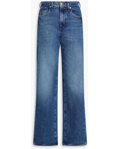 7 For All Mankind Tess hoch sitzende jeans mit geradem bein in ausgewaschener optik - Blau