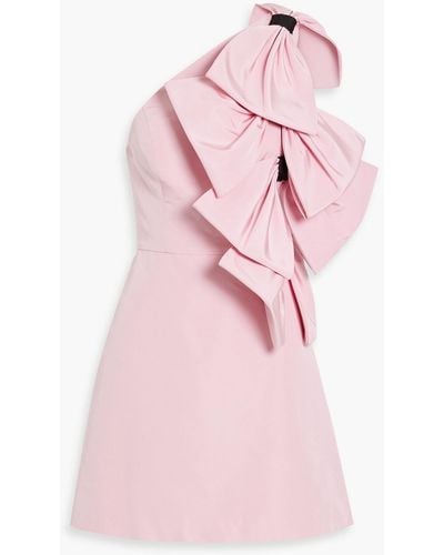 Carolina Herrera One-shoulder Bow-detailed Silk-faille Mini Dress - Pink