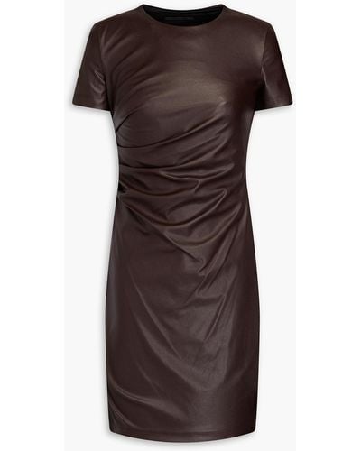 Helmut Lang Draped Faux Leather Mini Dress - Brown